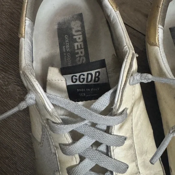 Golden Goose Tan and White Classic Star Sneakers - Picture 6 of 12